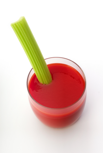 Celery stem in coloured water